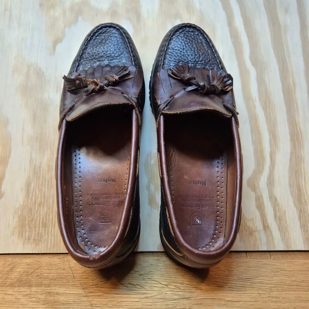 Allen Edmonds Nashua Men's 9.5D Black Brown Leather Tassel Kiltie Loafers